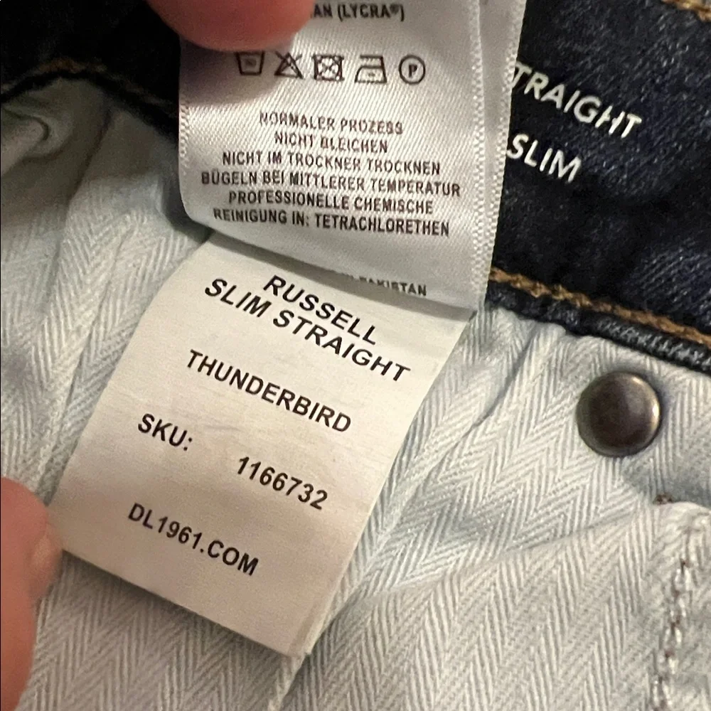 Russell Slim Straight Blue Jeans‎ Thunderbird (Dark Indigo) 34x32 Denim